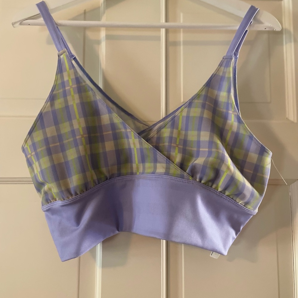 Free People Movement Plaid Mesh Sports Bra Size Large NWOT